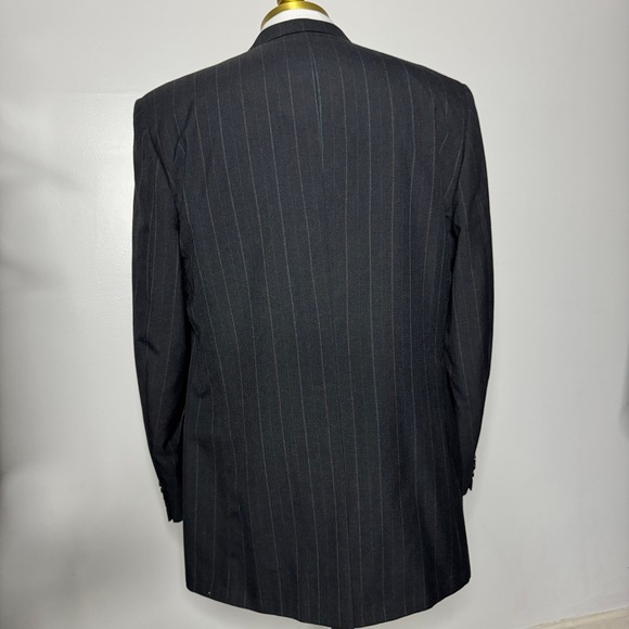 Vintage‎ USA Brookstone Men's 44L 36W Wool Gray Pinstripe Two-Piece Suit - Picture 3 of 12